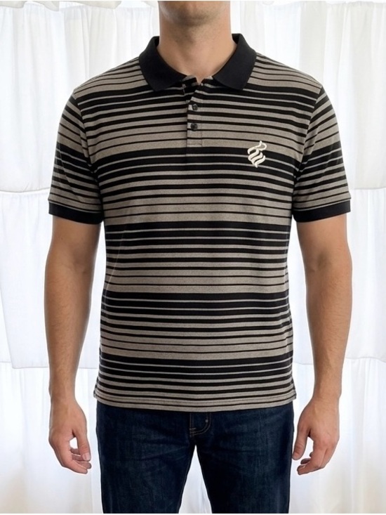 Rocawear Other - Rocawear Mens Black and Grey Stripped Short Sleeve Collard Polo Shirt Size Large